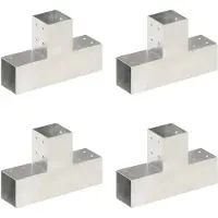 vidaXL Paalverbindingen 4 st T-vorm 81x81 mm gegalvaniseerd metaal