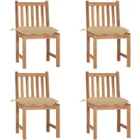 vidaXL Tuinstoelen, 4 stuks, met kussens, massief teakhout