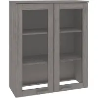 vidaXL Hoogdressoir HAMAR, lichtgrijs, 85x35x100 cm, massief hout