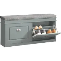 SoBuy FSR64-HG Schoenenkast - Zitcommode Met Zitkussen - 2 Kleppen - Grijs - 104 x 24 x 52cm