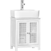 SoBuy Wastafelonderkast - Roosterlook deuren - 50 x 60 x 33 cm - Wit