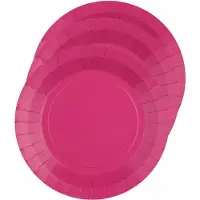 SANTEX feest gebak/taart bordjes - fuchsia roze - 20x stuks - karton - D17 cm - Feestbordjes