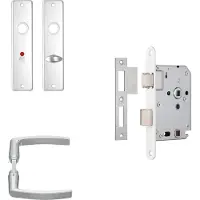 Axa Deurbeslag set Binnendeur - Curve - Deurkruk Aluminium - voor toilet/badkamer TL63-8 - Deurklink met schild - Witte voorplaat