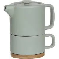 Secret De Gourmet 3 in 1 Theepot + Kopje + Onderzetter Keramiek - Mint Groen