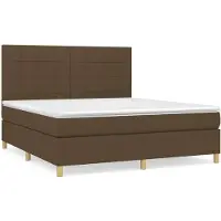 vidaXL Boxspring met matras stof donkerbruin 180x200 cm