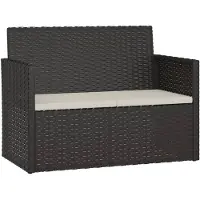 vidaXL Tuinbank met kussens 105 cm poly rattan zwart