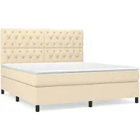 vidaXL Boxspring met matras stof crèmekleurig 160x200 cm