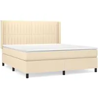 vidaXL Boxspring met matras stof crèmekleurig 180x200 cm