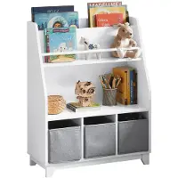 SoBuy Kinderboekenkast met 3 dozen, wit 63x80x28 cm