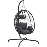 vidaXL Hangende Ei-stoel met Kussen Antraciet Poly Rattan & Staal