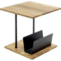 Haku SACRAMENTO 7 bijzettafel, vierkant, stalen buis met poedercoating, massief houten plank, geolied, B 450 x D 450 x H 450 mm, eiken/zwart