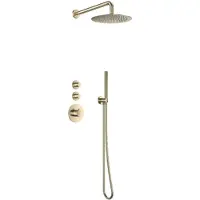 Sanilux Doucheset inbouw deluxe giles met box thermostaat douchekop 25 cm rond goud geborsteld