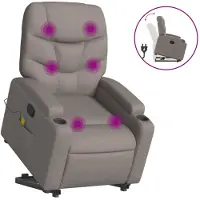 vidaXL Sta-op-massagestoel verstelbaar stof taupe