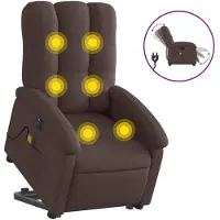 vidaXL Sta-op-massagestoel elektrisch verstelbaar stof donkerbruin