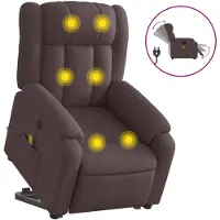 vidaXL Sta-op-massagestoel elektrisch verstelbaar stof donkerbruin