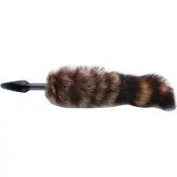 Auxfun Fluffy Butt Plug Vossen staart Zwarte glazen plug