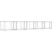 vidaXL Hondenhok met deuren 10x2x1,5 m gegalvaniseerd staal grijs