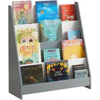 SoBuy Kinderboekenplank - 4 Opbergvakken - Grijs - 80x30x88 cm