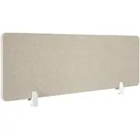 TecTake Bureauscherm scheidingswand Noisy - Met geluidsabsorberende PET-kern - Inclusief 2 bevestigingsklemmen - Afmeting (LxB) 130 x 40 cm - Beige