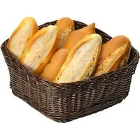 Kesper Brood/fruit mandje - gevlochten kunststof - donkerbruin - vierkant - D24 x H11 cm - broodmandjes - serveermandjes - fruitmanden