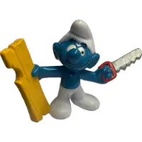 Schleich Knutselsmurf met houten plank en zaag - - speelfiguurtje - 6 cm - De smurfen