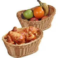 Kesper Brood/fruit mandje - 2x - lichtbruin - ovaal - L28 x B21 x H13 cm - broodmandjes