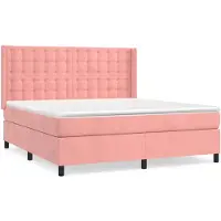 vidaXL Boxspringbed met matras, roze, 160x200 cm, fluweel