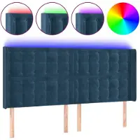 vidaXL Hoofdbord LED 163x16x118/128 cm fluweel donkerblauw