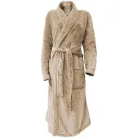 Linnick Flanel Fleece Badjas Uni - shady sand - S