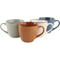 OTIX Koffiekopjes - met Oor - Koffietassen - Set van 4 - Verschillende kleuren - Aardewerk - 250 ml - HEATHER