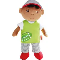 Haba Snug Up Soft Doll Mason - 11,5" zachte jongenspop met zwart haar (machinewasbaar)