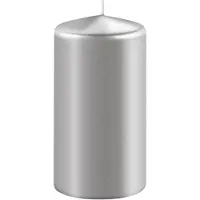 Enlightening Candles Cilinder/stompkaars - zilver - D6 x H15 cm - 58 branduur - Stompkaarsen