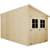 Timbela Holz tuinhuizen (met zijwand) MET GEÏMPREGNEERDE BODEM - Opbergruimte met ramen - H244x216x416 cm / 8 m2 - Tuinwerkplaats - M340A+M340G