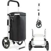 Shoppingcruiser Shoppingcruiser‘Allround’Boodschappentrolley BoodschappenwagenMetKoelvak AfneembareTas Waterafstotend Zwart