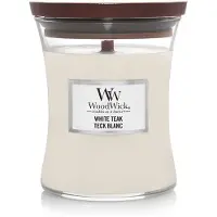 Woodwick white teak medium candle