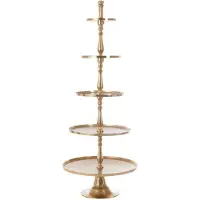 J-Line Plateau 5 Niveaus Rond Aluminium Goud