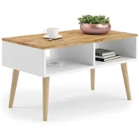 KOBI Scandinavische salontafel - wit bruin - 90x50x55 cm
