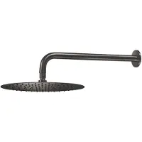 Qisani Hoofddouche Flow met wanddouchearm Ø 30 cm Geborsteld Gun Metal
