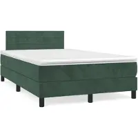 vidaXL Boxspring met matras fluweel donkergroen 120x200 cm