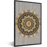 PosterMonkey Fotolijst incl. Poster - Mandala - Bloem - Goud - Luxe - Bohemian - 80x120 cm - Posterlijst