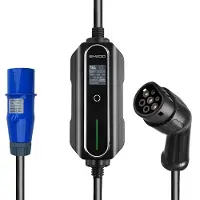 EM2GO EM036ACC AC Draagbare Laadstation Blauwe CEE-stekker naar Type2 - 230V - 6/8/10/13/16A - 3,6kW - IP66 - 5m - Zwart