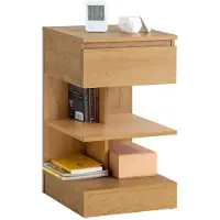 SoBuy Bijzetkastje - Salontafel met 1 uitschuifbare lade - Max. 45KG - 39 x 65 x 39 cm - Houtkleur