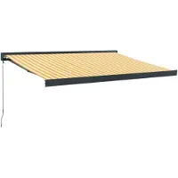 vidaXL Luifel uittrekbaar 3,5x2,5 m stof en aluminium geel en wit