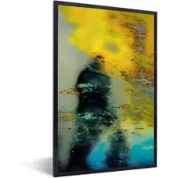 PosterMonkey Posters - Fotolijst - Schaduw - Verf - Primaire kleuren - Geel - Blauw - 80x120 cm - Poster in lijst