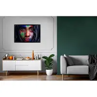PosterMonkey Poster frame - Vrouw - Kleuren - Verf - Posterlijst - 90x60 cm - Kader - Wanddecoratie