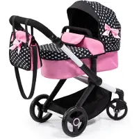Bayer - Poppenwagen XEO in zwart, wit/roze