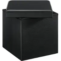 Acaza Poef - opvouwbaar - zonder poten - eco-leder - 38 cm - zwart