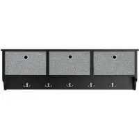 SoBuy Kapstok met Opbergrek - 3 Manden 5 Haken - Zwart