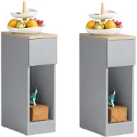 SoBuy Nachtkastjes - Bijzetkastjes - 1 uitschuifbare lade -Max. 20KG - 20 x 35 x 60 cm - Grijs
