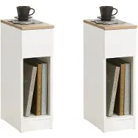 SoBuy Nachtkastjes - Bijzetkastjes - 1 uitschuifbare lade - Set van 2 - Max. 20KG - 20 x 35 x 60 cm - Wit